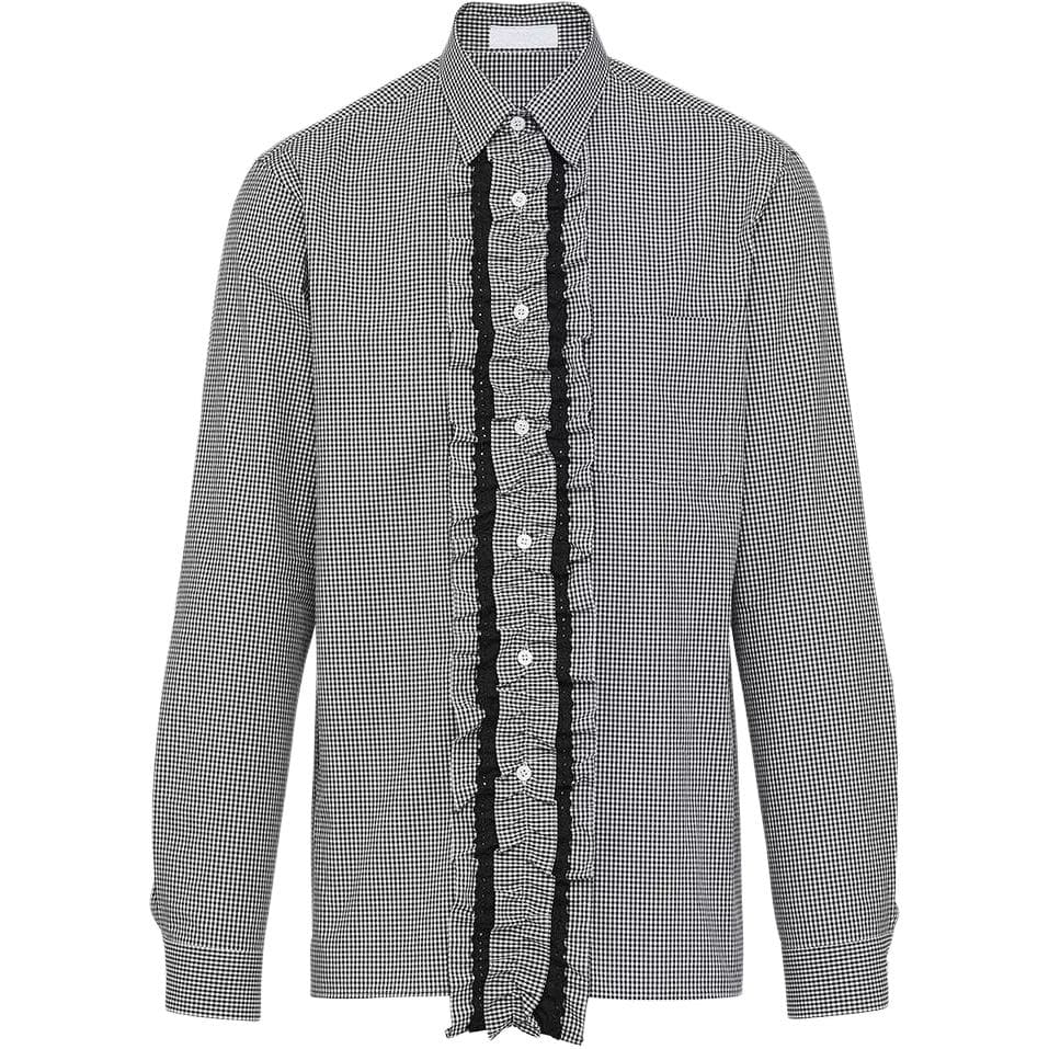 PRADA Shirts Black Lapel Moderate Straight Fit