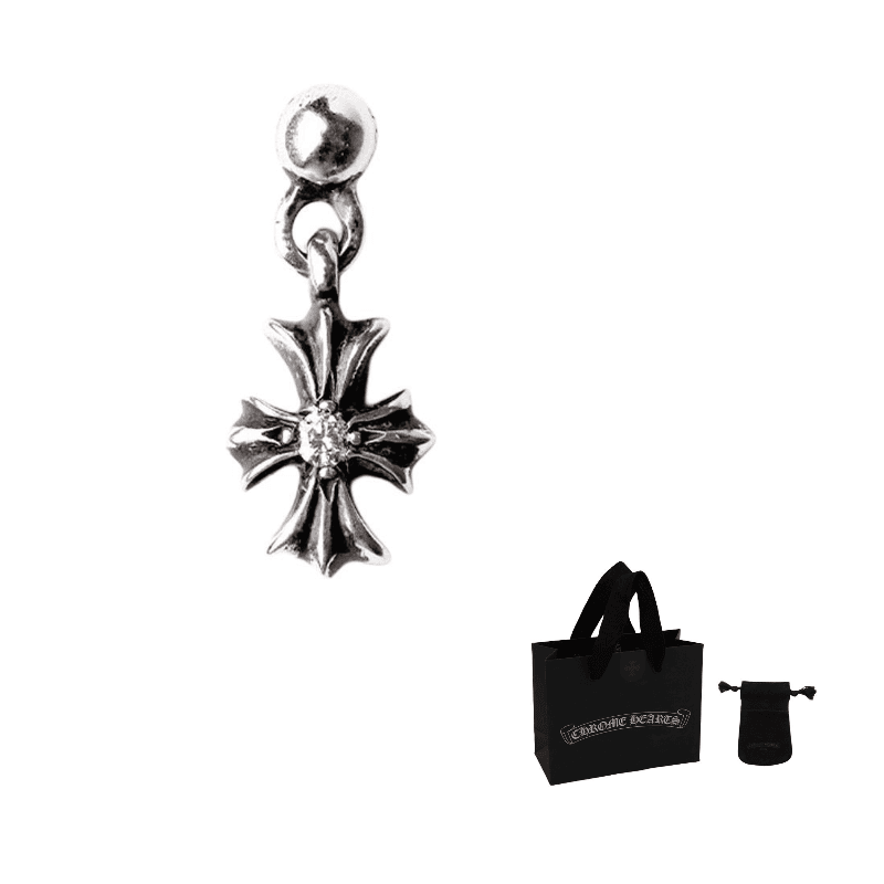 Chrome Hearts cross drop earring Silver