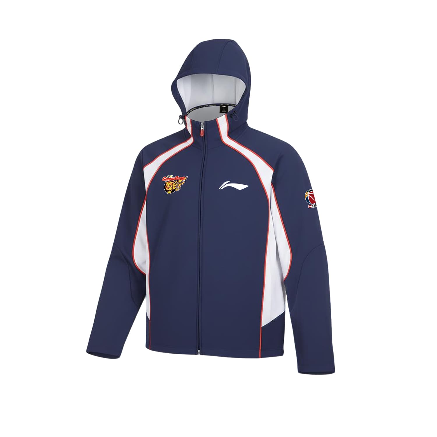 LiNing Jackets Guangdong Team, Dark Blue Hooded (Nondetachable) Moderate Straight Fit