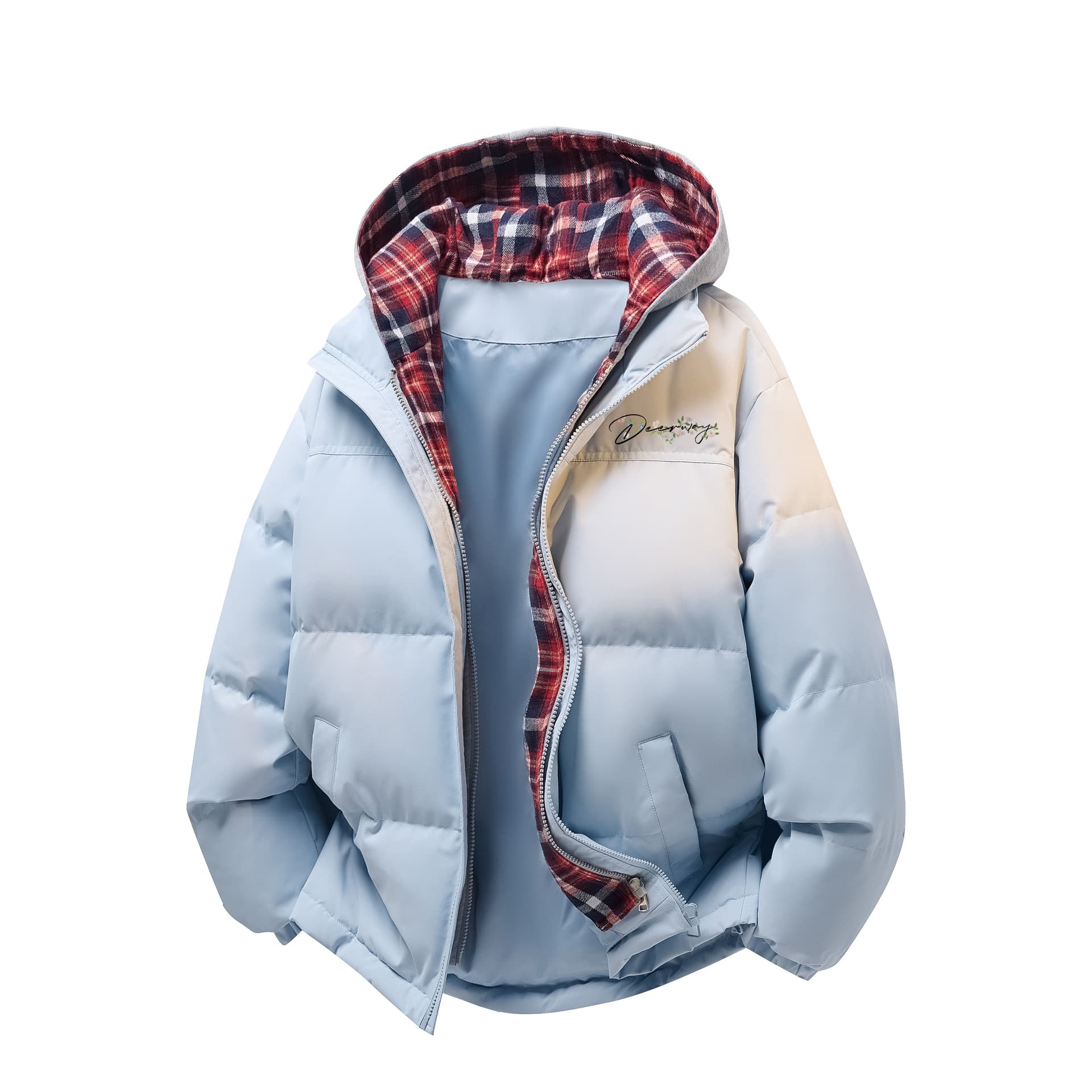 DEERWAY Down Jackets Hooded Moderate Puffer Jacket