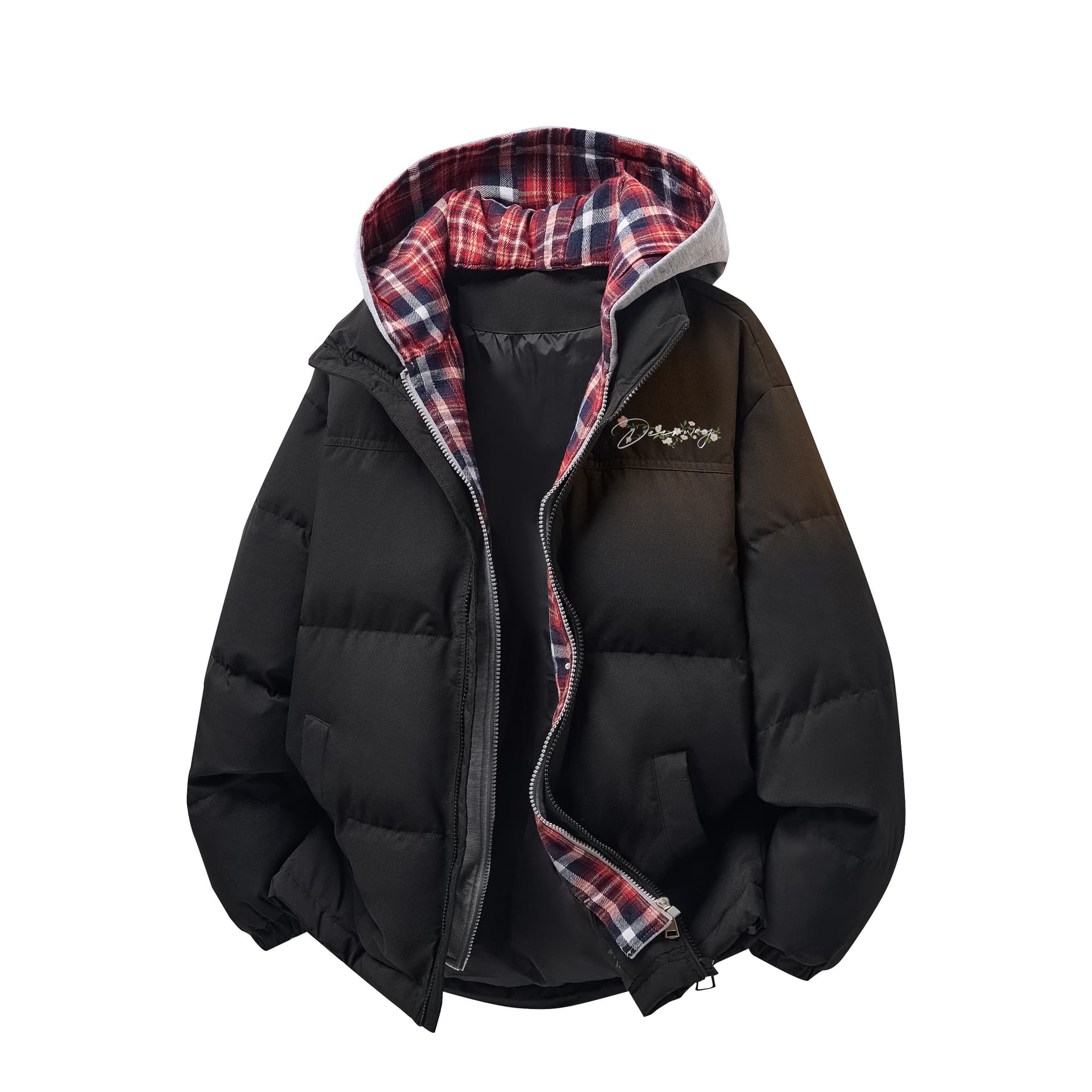 DEERWAY Down Jackets Hooded Moderate Puffer Jacket