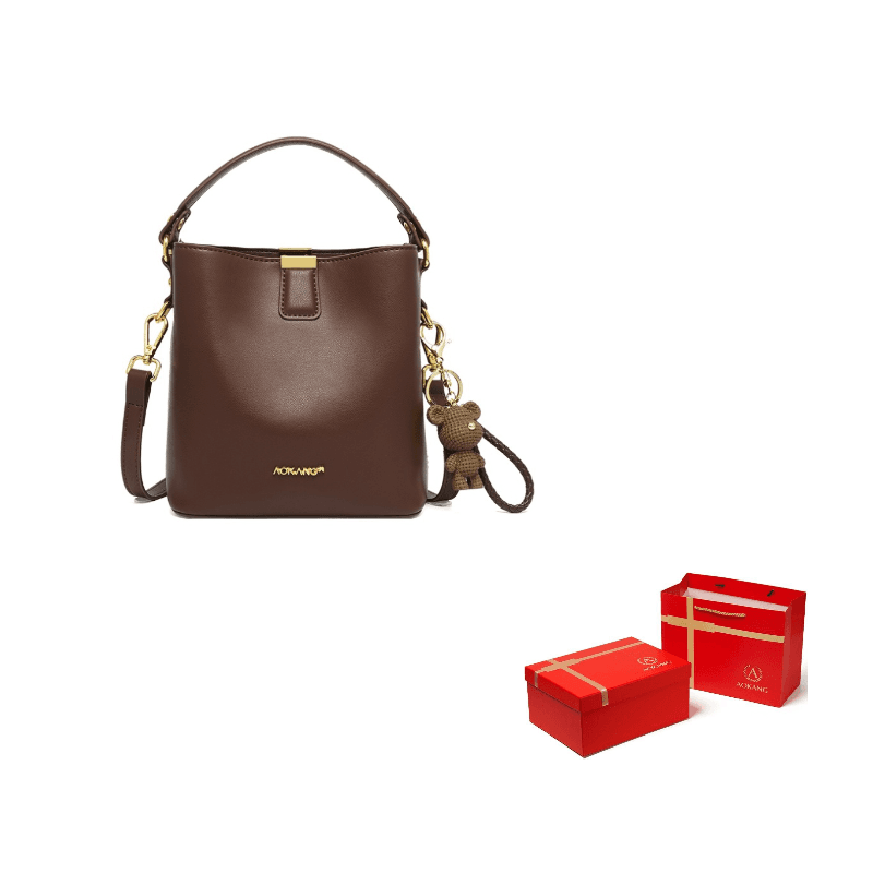 AOKANG Cow With Synthetic Bucket Bag Regular Multicolor Cocoa Coffee