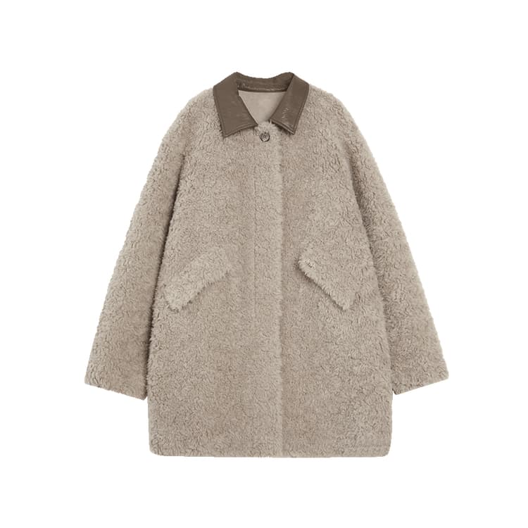 ELLE Furs Gray Brown Lapel Moderate Gray Brown