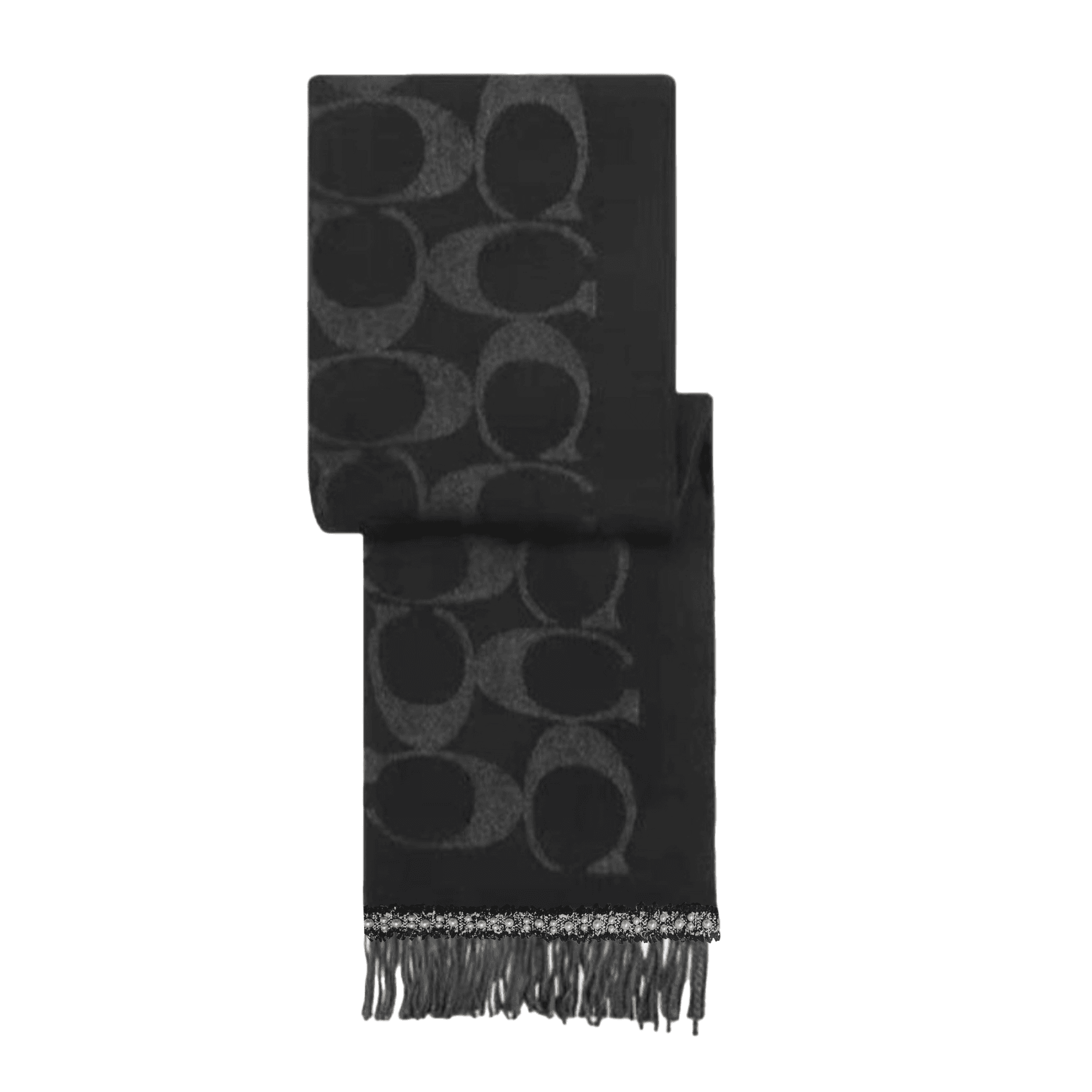 Coach jacquard fringed scarf