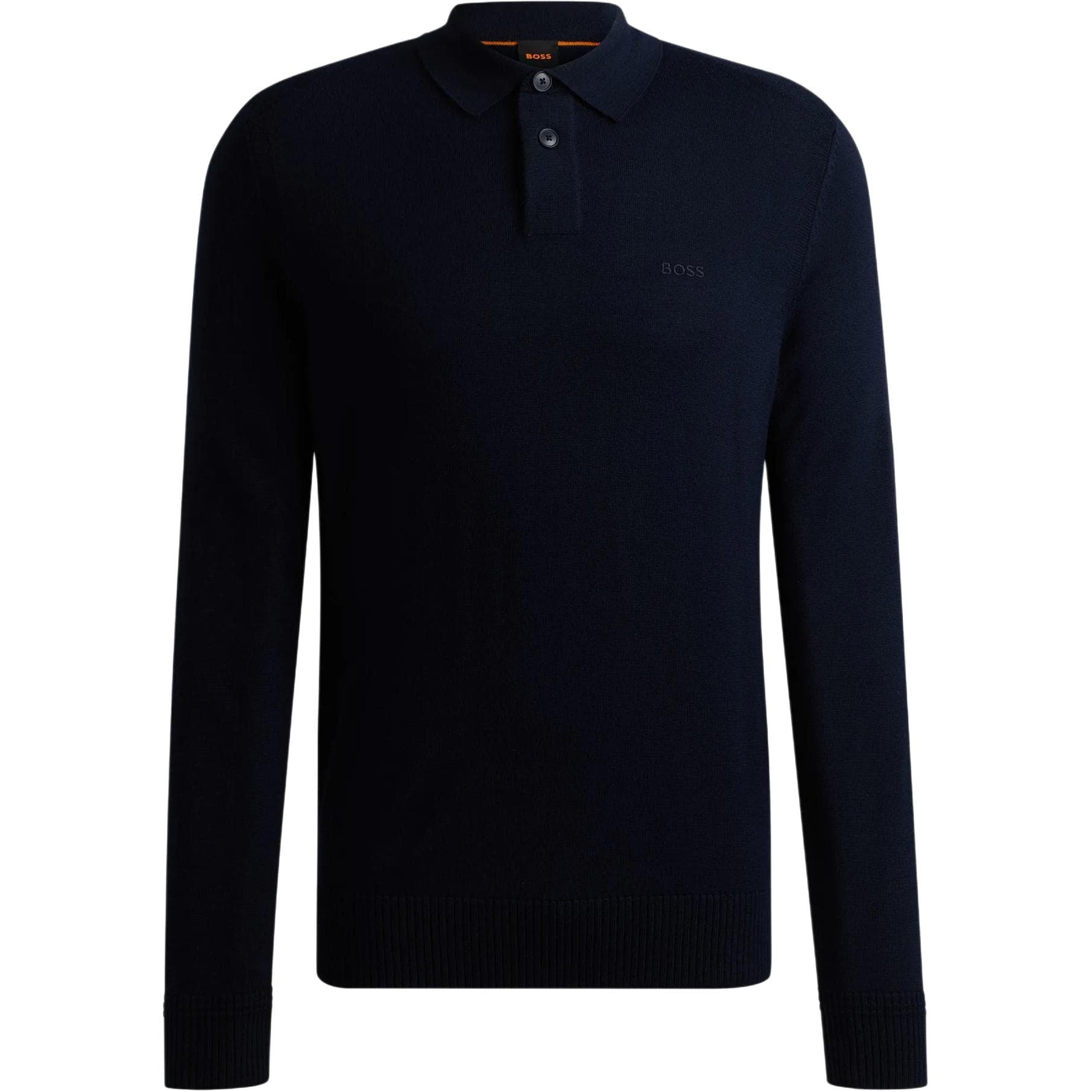 HUGO BOSS Logoembroidered Virgin Wool Blend Jumper Dark Blue
