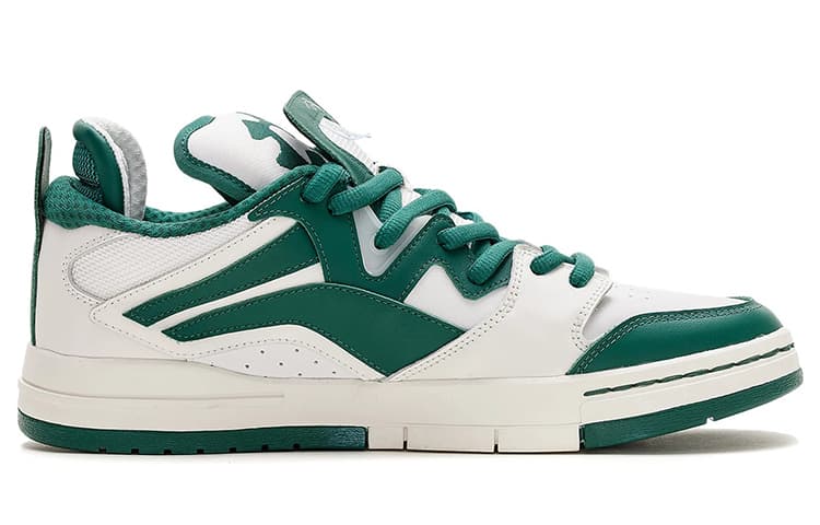 Li Ning Wave Pro Synthetic Leather, Breathable Green White