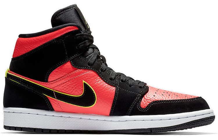 Jordan 1 Mid Black Hot Punch