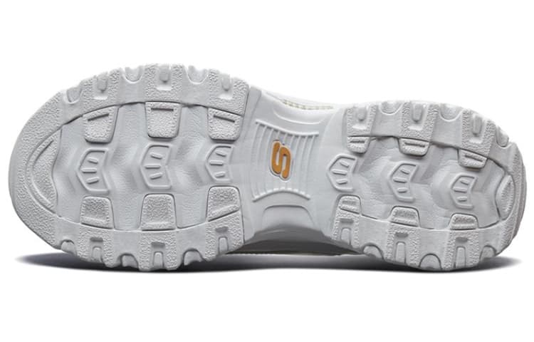 Skechers D'Lites 1.0 Small White Bear With Gold Logo Breathable Height Increasing Chunky
