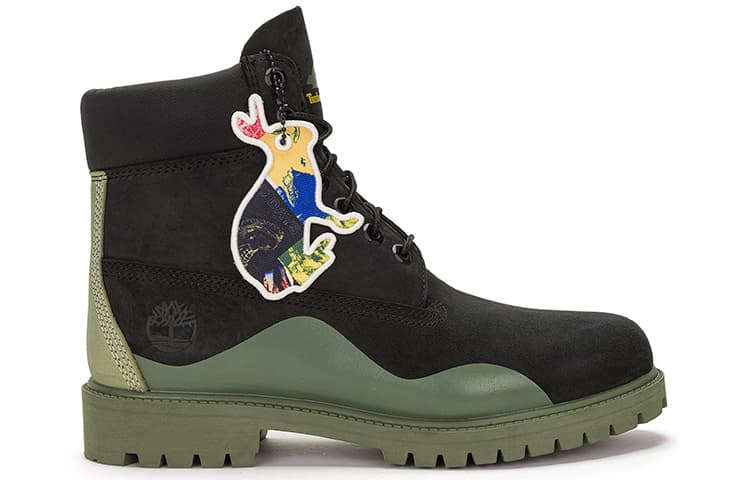 Timberland Heritage 6 Inch Waterproof Boot 'Black Nubuck With Green'