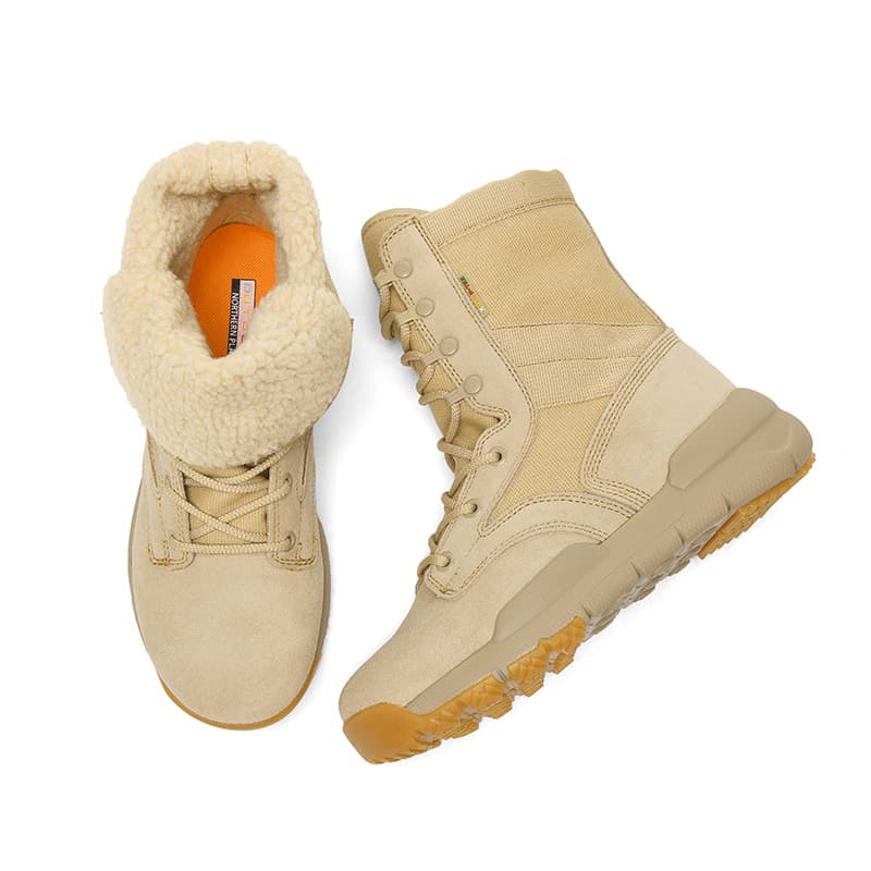 XIANG GUAN Thermal Fleece Lined Comfortable Crew Outdoor Sand