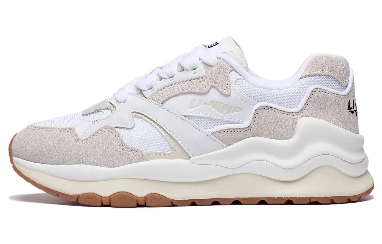 Li Ning 001 Mountains Seas Textile, Split Cow Comfortable Standard White