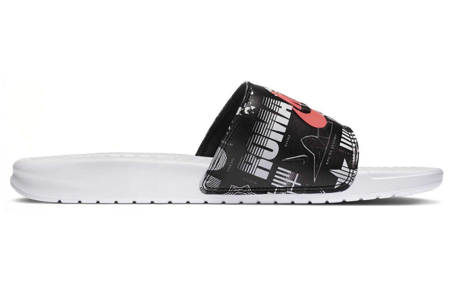 Nike Benassi Jdi Print White Black Slippers 'White Black'