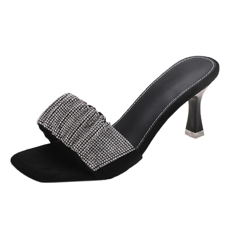 LONGZHIWU Rubber Sole Slide Slippers Black