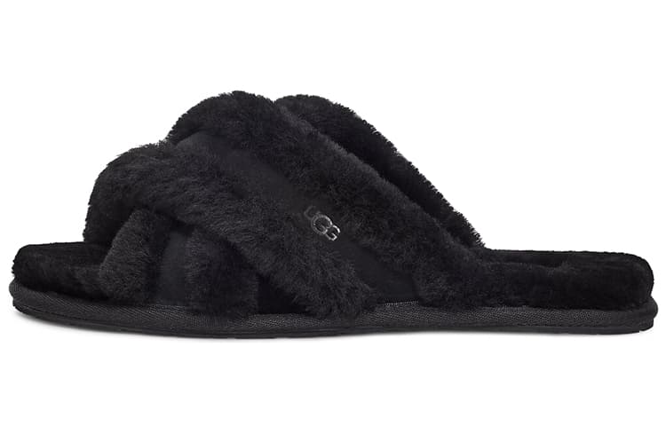 UGG Fleece Lined Thermal Mules Slide Slippers Black