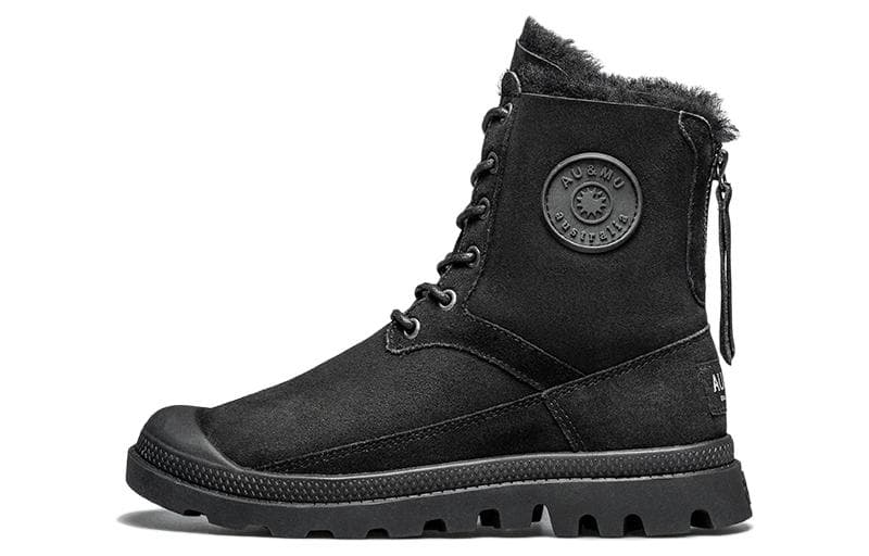 AU&MU Shearling High Fleece Lined Short Combat Black