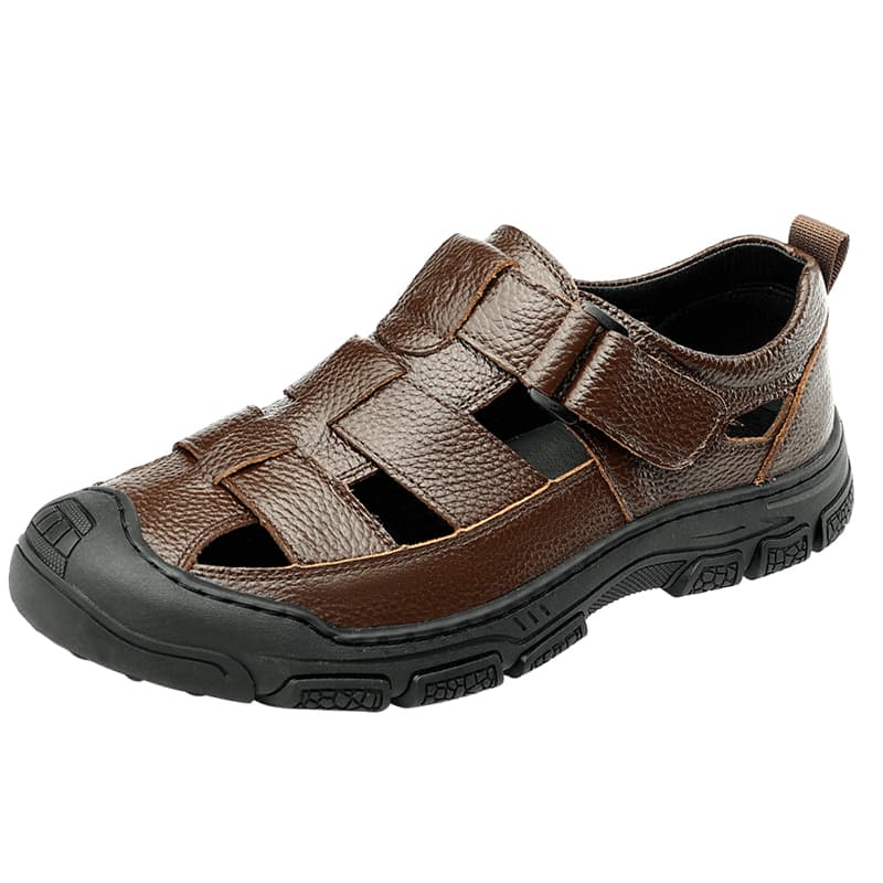 MEXICAN Grain Cow Sandals, Black Brown
