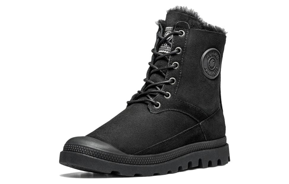 AU&MU Shearling High Fleece Lined Short Combat Black