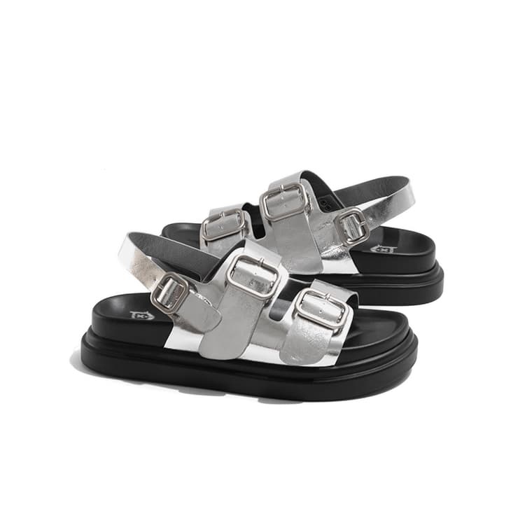 LAOMIAO Cow Split One Strap 4.5cm Silver