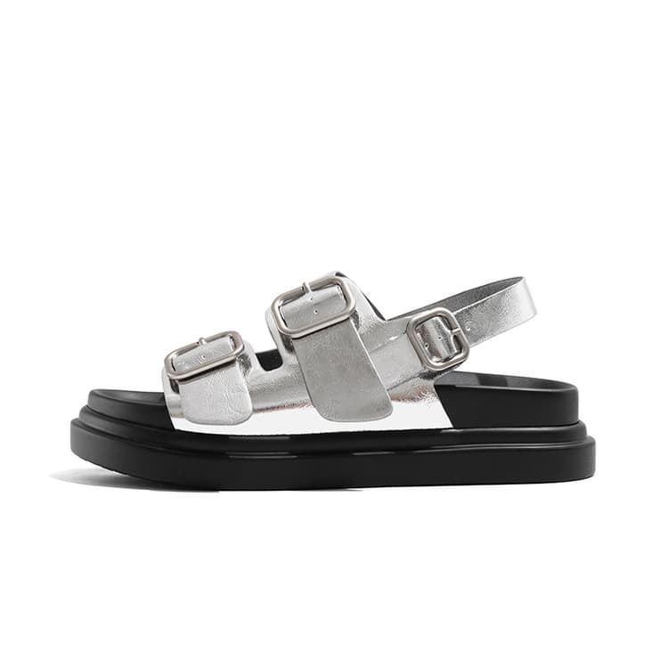 LAOMIAO Cow Split One Strap 4.5cm Silver