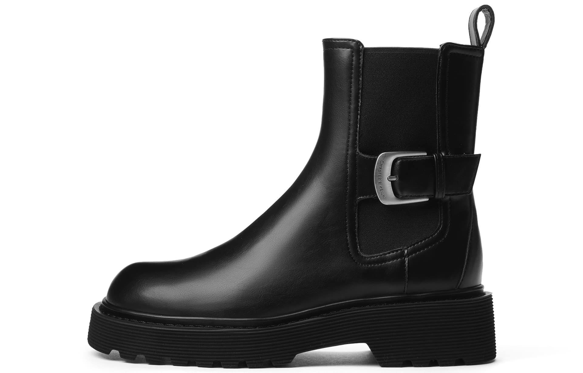 CHARLES&KEITH Small Ck Pu Ankle 4.3cm Black/Dark Brown/Dark Brown/Chalk White