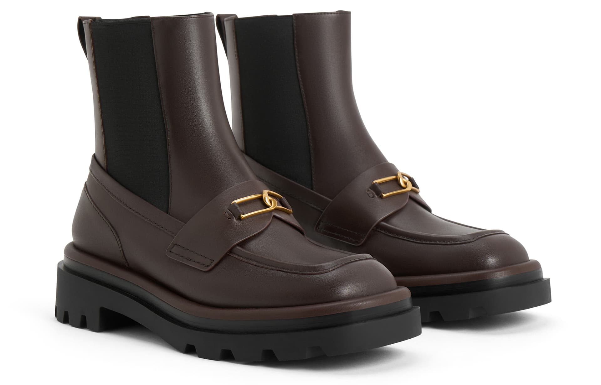 CHARLES&KEITH Small Ck Grain Cow Short Chelsea 4.9cm Black/Dark Brown