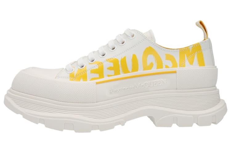 Alexander McQueen Tread Slick Lace Up Graffiti White Yellow Pop