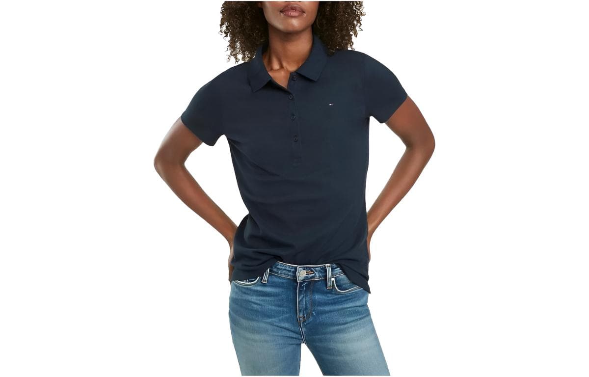 Tommy Hilfiger FW23 Regular Fit Essential Stretch Cotton Polo T Shirts Polo Shirt Blue Blue