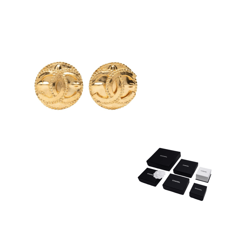 Chanel 1997 Cc Plated Round Clip on Earrings costume earrings Gold