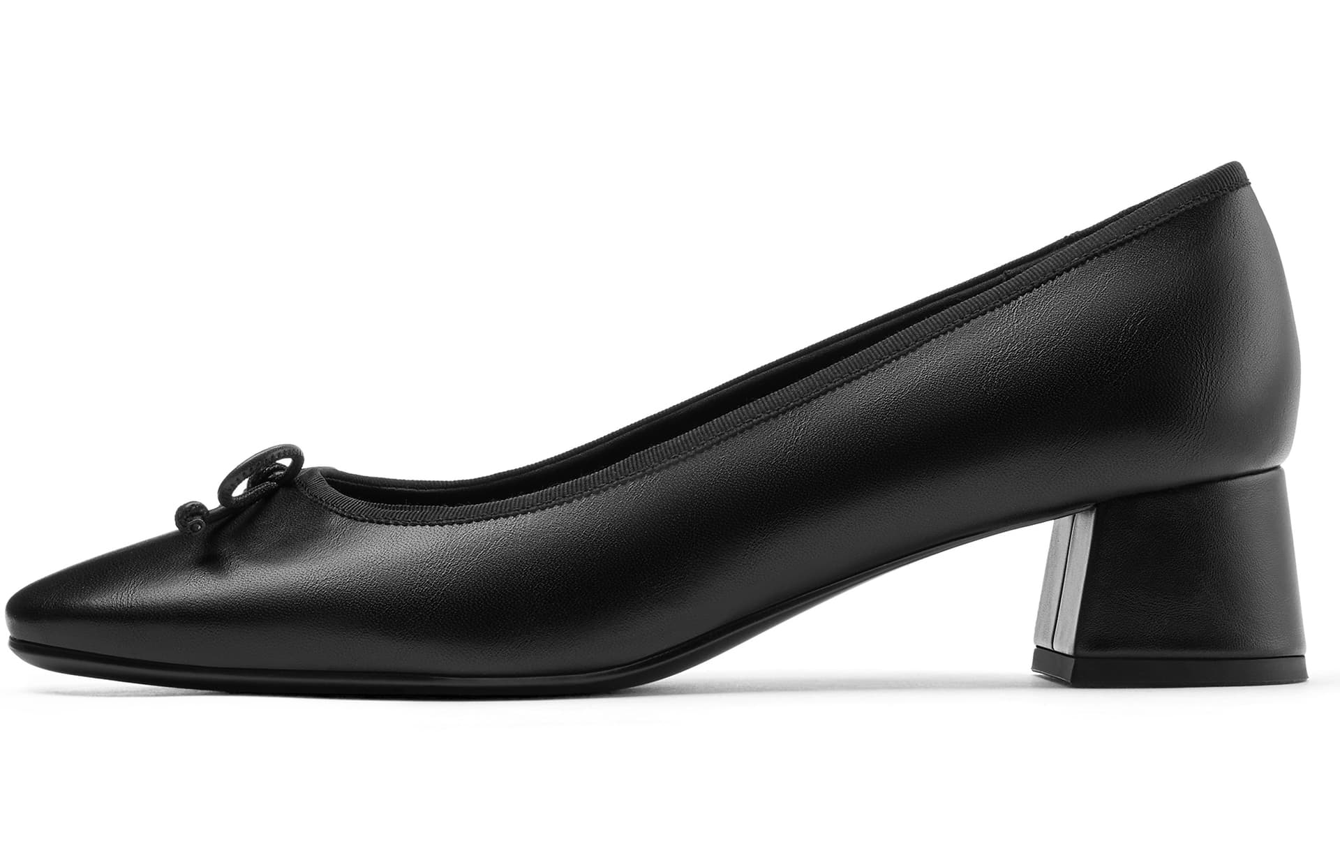 CHARLES&KEITH Small Ck PU, Textile Chunky Heel 4.2cm