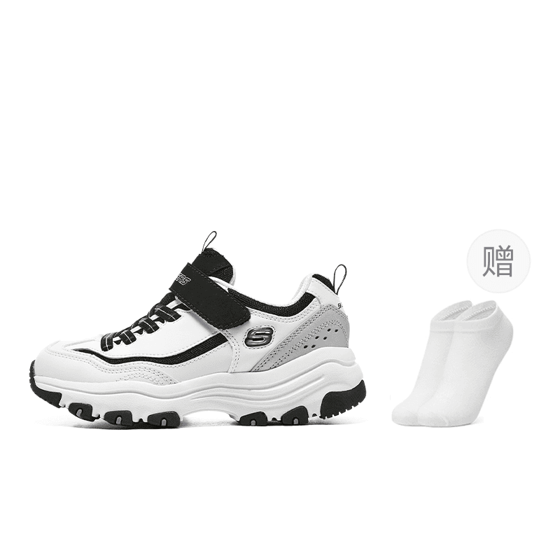 Skechers Synthetic Lifestyle Black White Gray Teenagers