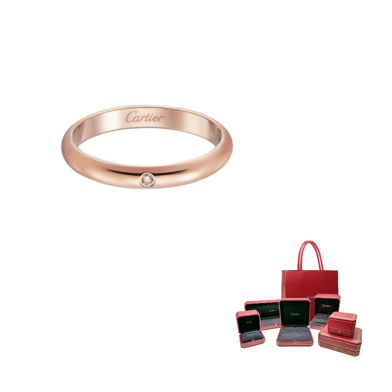 CARTIER 1895 Series 18K Gold Diamond Rings Rose Gold