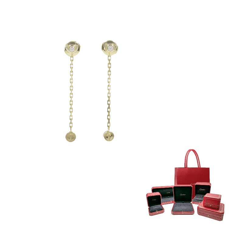 CARTIER 18K Gold Diamond Drop Earrings Gold Gold