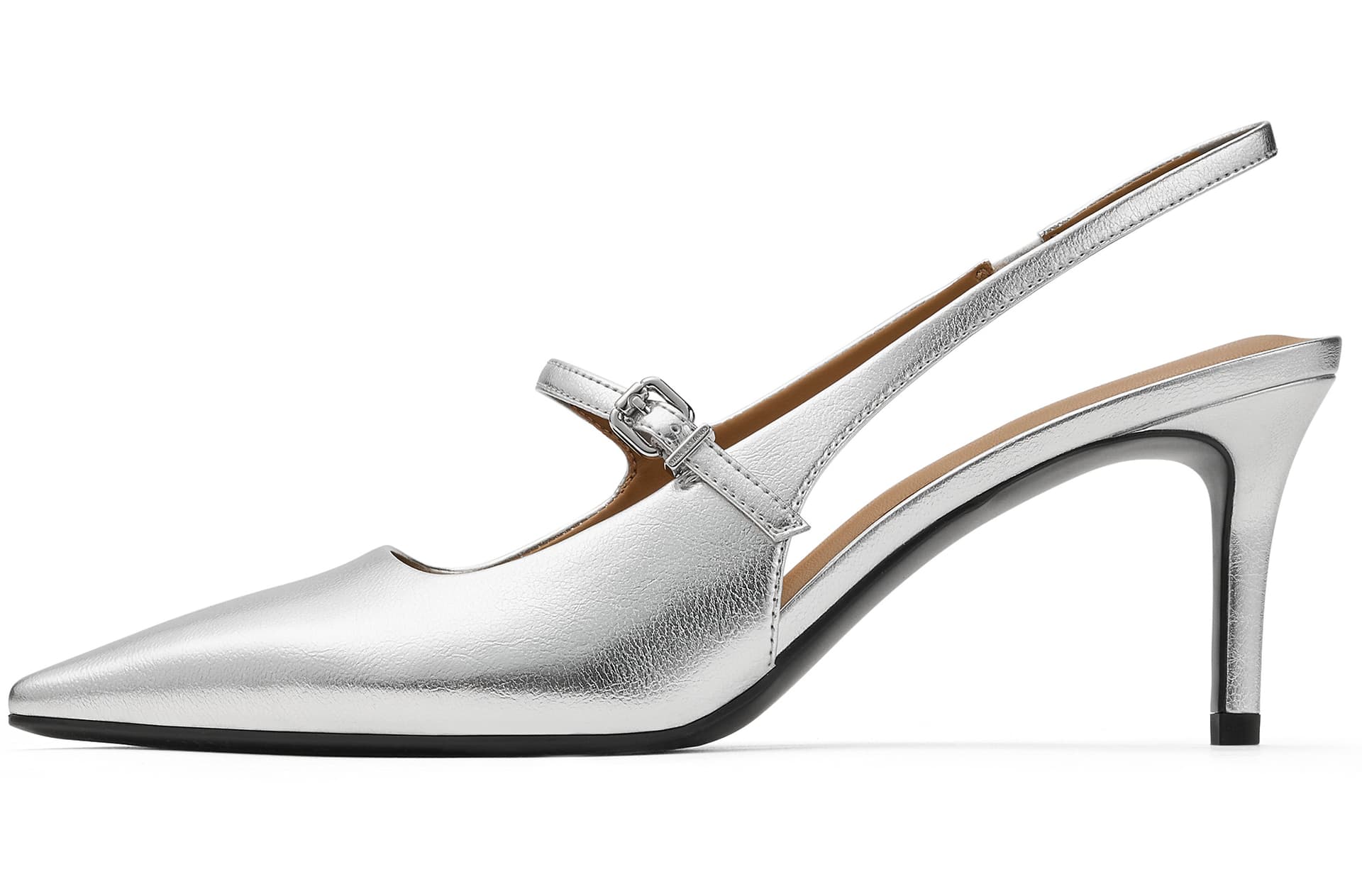 CHARLES&KEITH Small Ck Pu Slim Heel Sandal 7cm