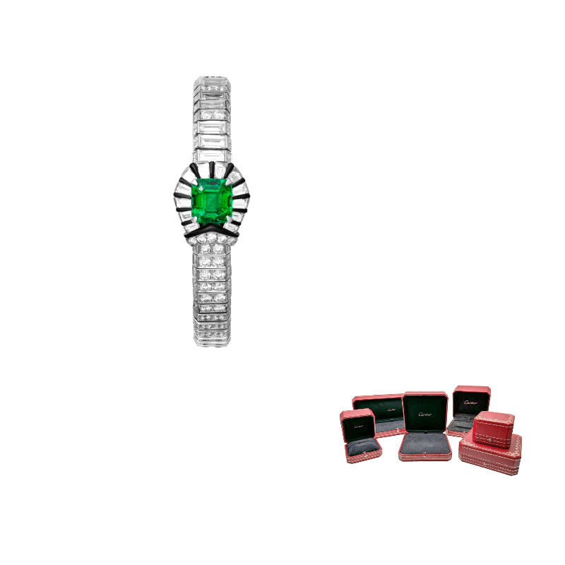CARTIER Platinum Emeralds, Onyx, Diamond Bracelets Platinum