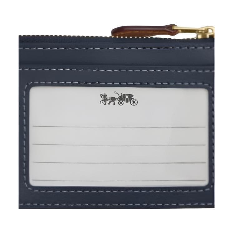 COACH Fabric, Cow Split Leather, Plastic Card Holder Indigo