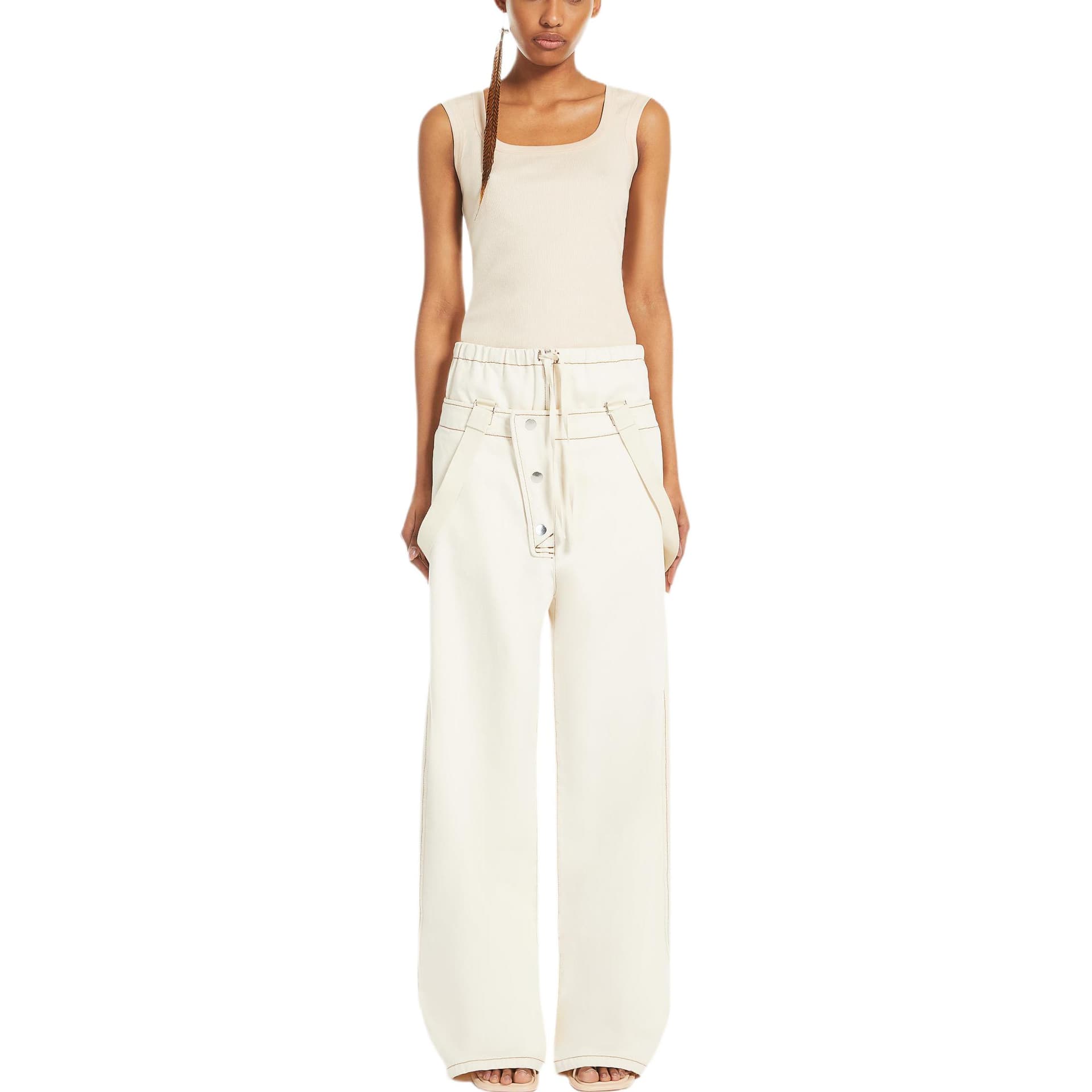 SportMax Camisoles Ecru Square Collar Moderate Straight Fit