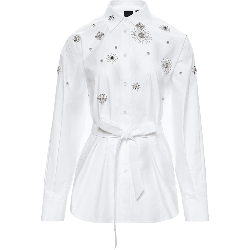 PINKO Shirts White Lapel Moderate Nippedin Waist