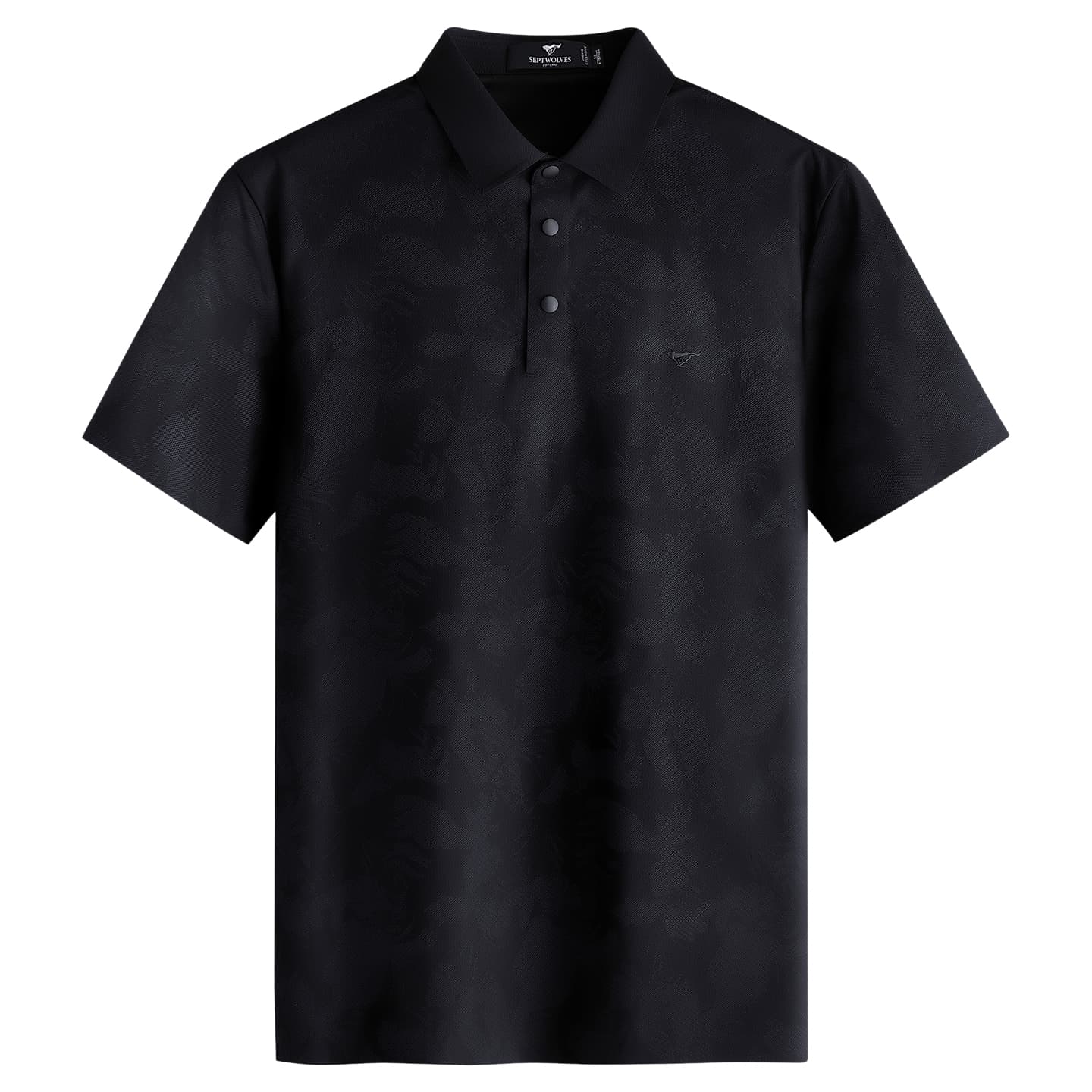 SEPTWOLVES Polo Shirts Black Polo Collar Moderate Straight Fit