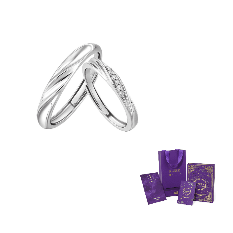 KADER Rings Silver white Gift Box 999 Fine Silver Moissanite (Non-Engraving)