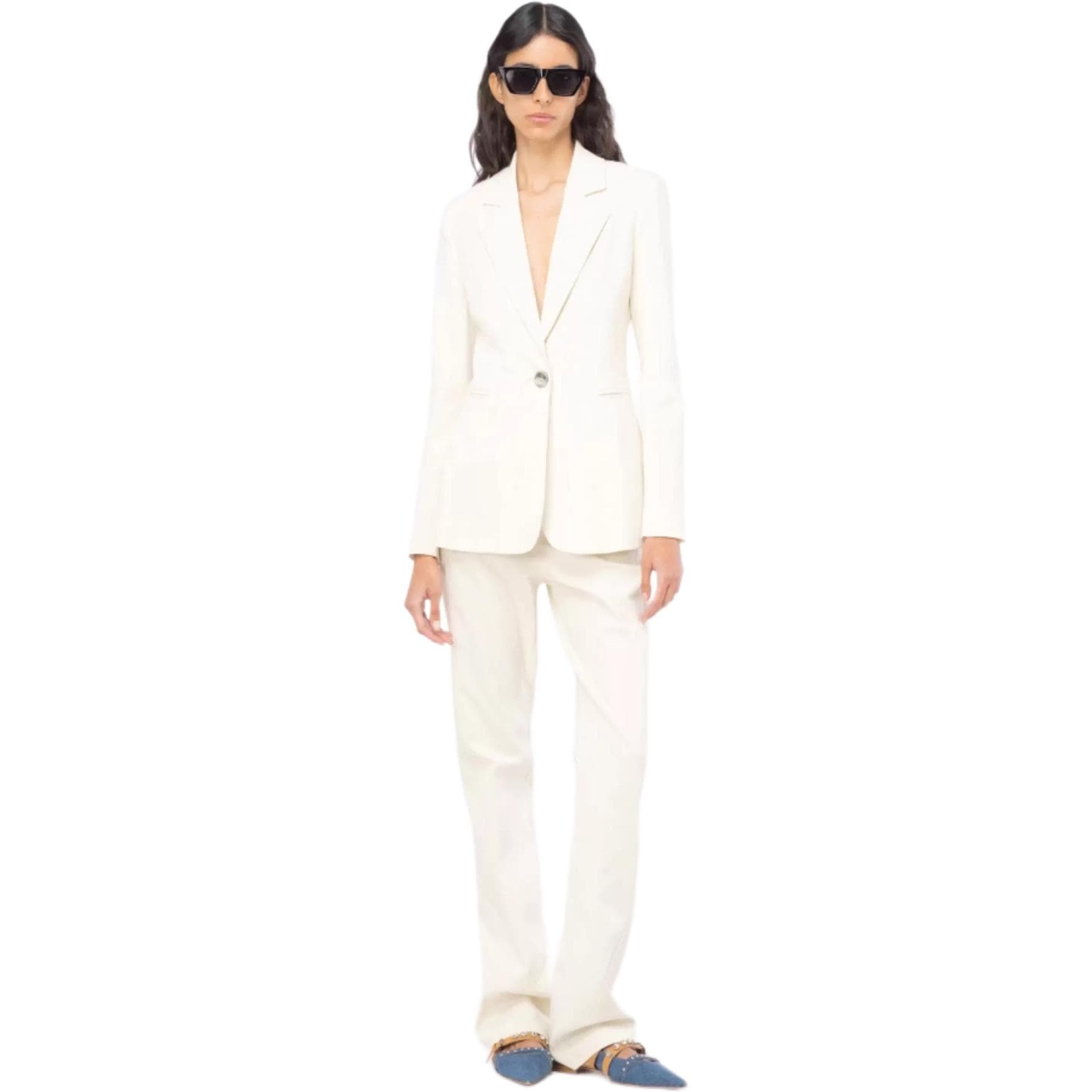 PINKO Single Breasted Fitted Blazer Ecru