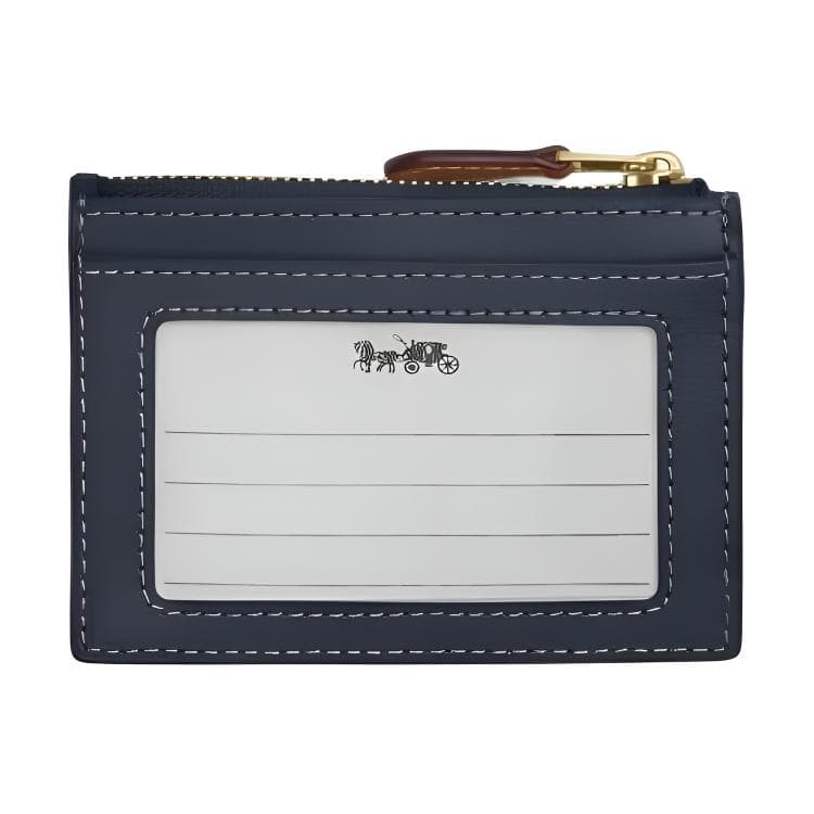COACH Fabric, Cow Split Leather, Plastic Card Holder Indigo