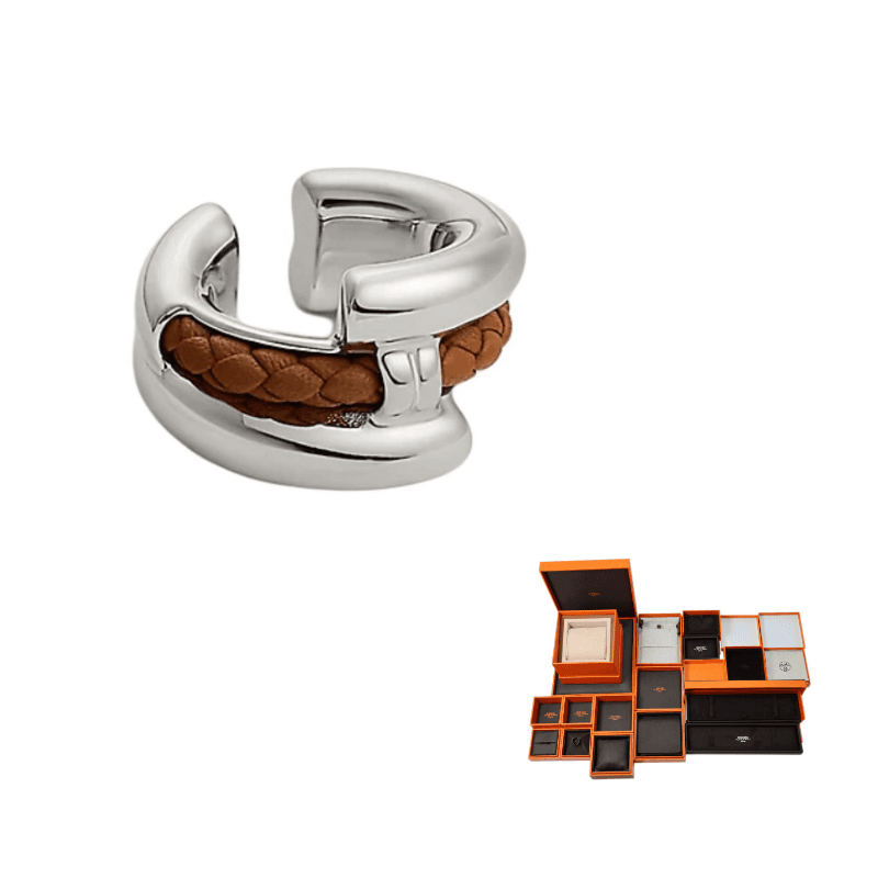 HERMES Clip On Earrings Gold Gold