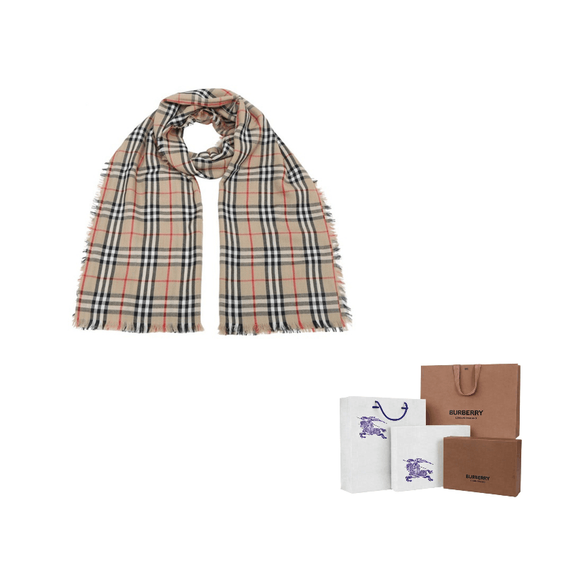Burberry Plaid Wool Cashmere Knit One Size