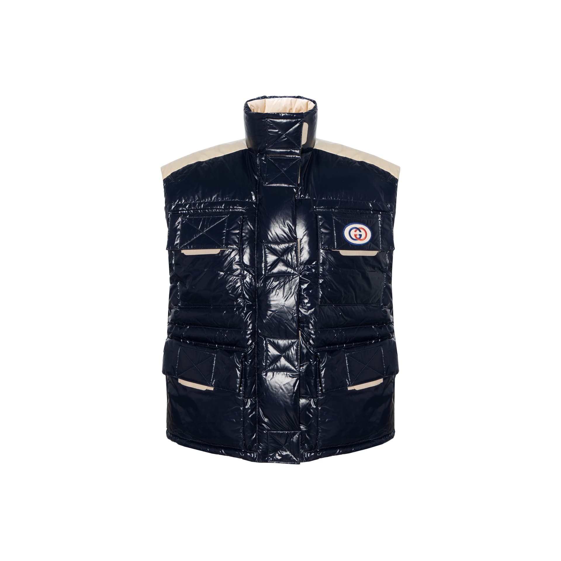 GUCCI Down Vests Black Stand Collar Moderate Other