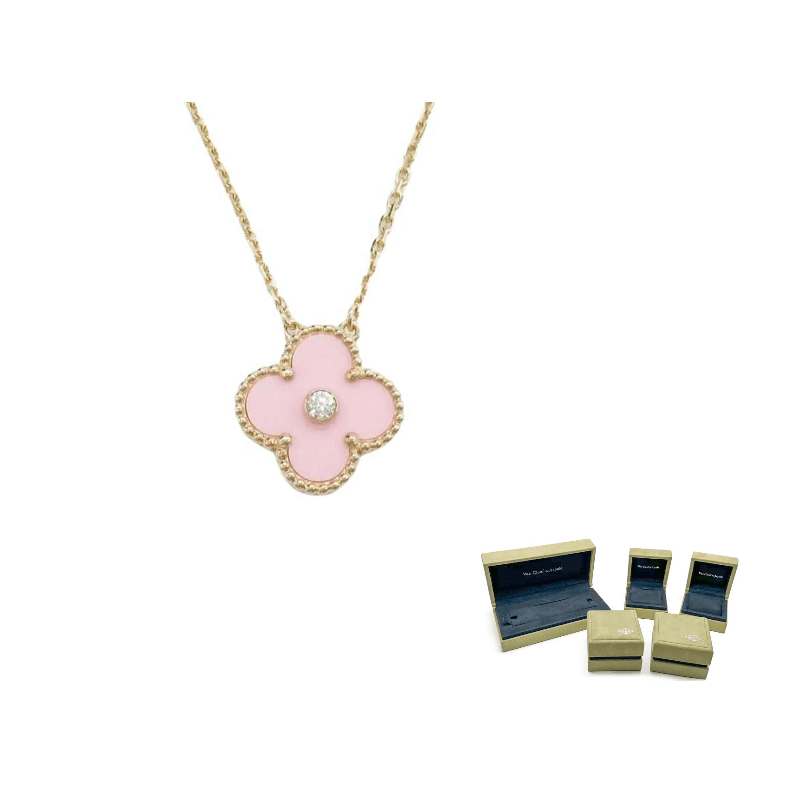 Van Cleef & Arpels Alhambra 18K Gold Diamond Necklaces Rose Gold Rose Gold