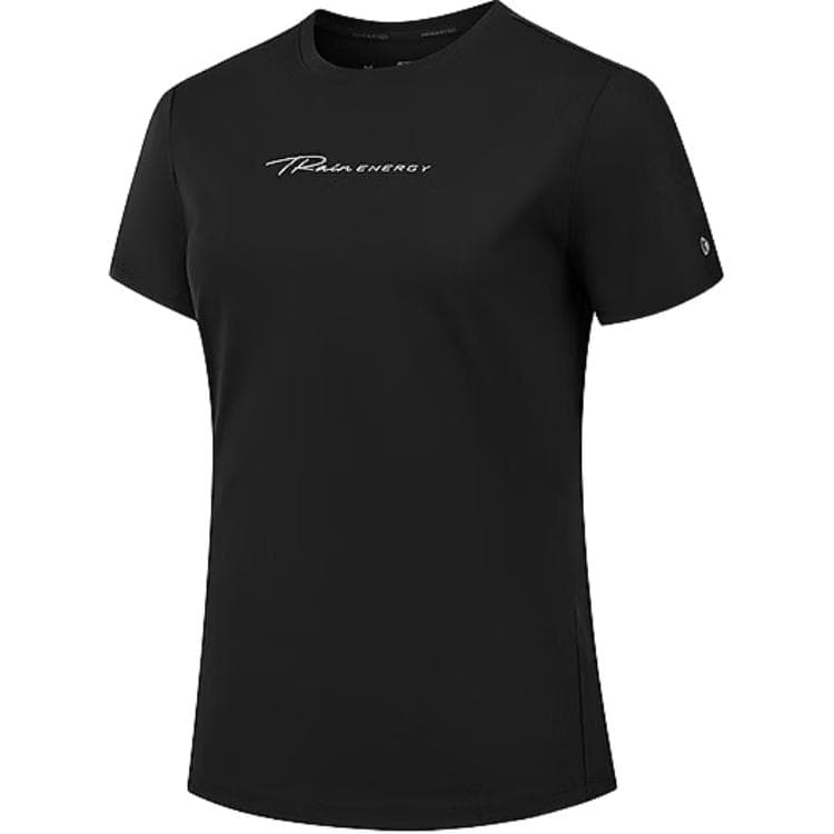 QIAODAN TShirts Black Crew Neck Moderate Straight Fit