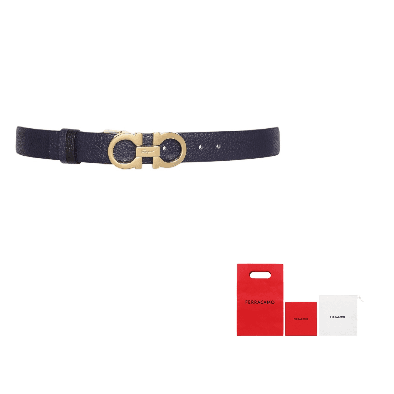 FERRAGAMO Cow Dark Blue/Black Width 2.5cm Dark Blue/Black