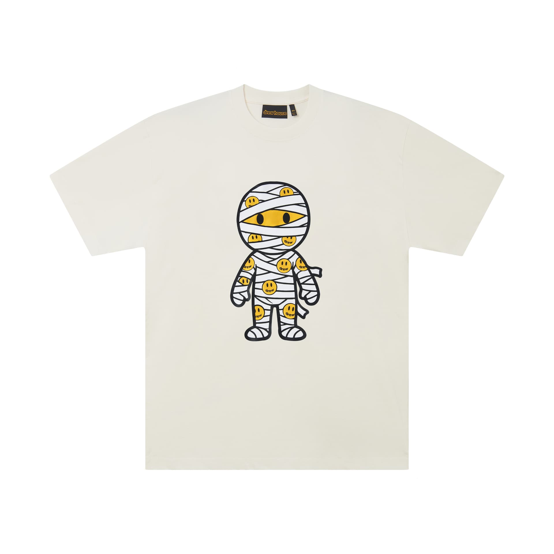 Drew house T Shirts Crew Neck Moderate Heavyweight Ecru