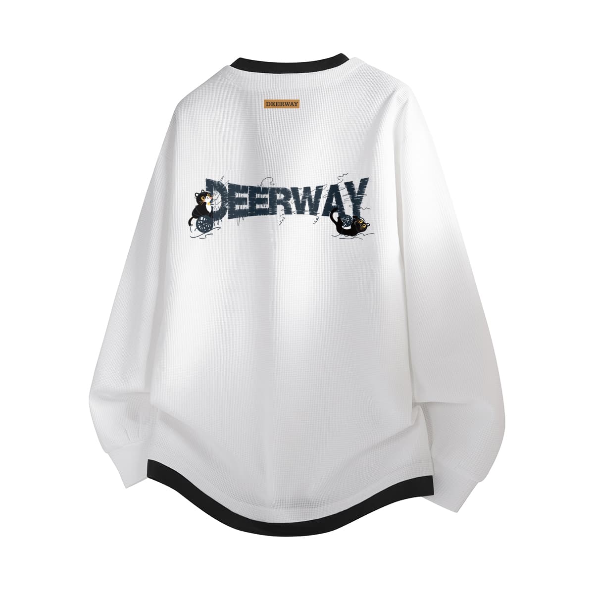 DEERWAY Sweatshirts Henry Collar Moderate Mock Two Piece White