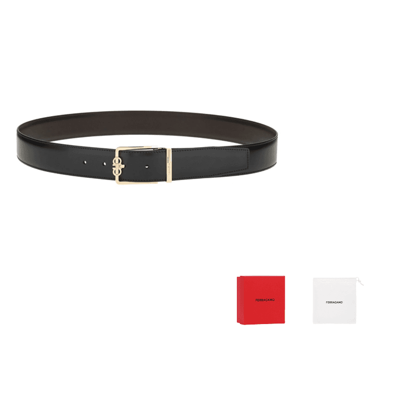 FERRAGAMO Cow Black Width 3.3cm Black